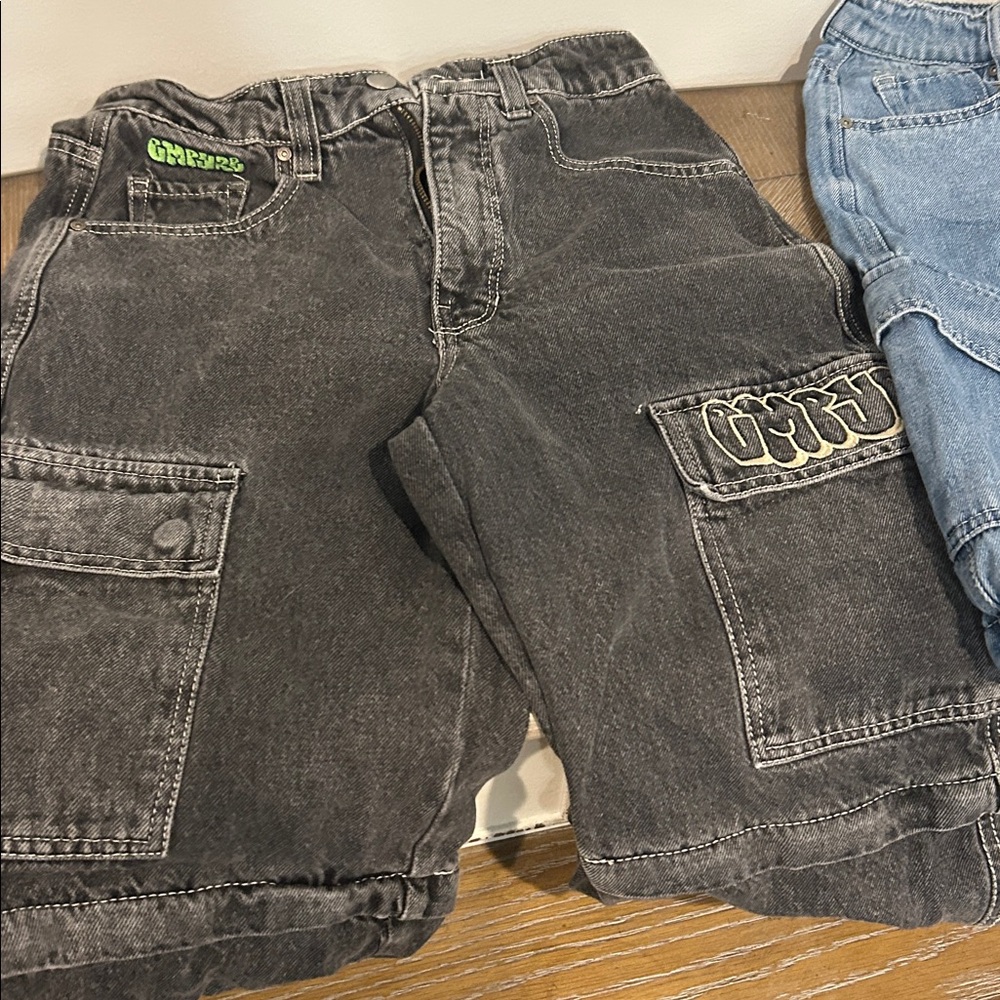 Black Wide Leg Denim Shorts
